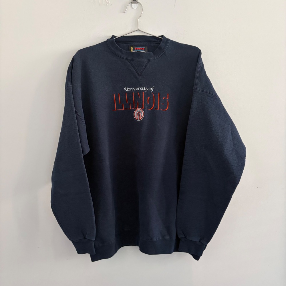 Vintage Soffe University of Illinois Sweatshirt Navy Blue XXL Mens Made in USA